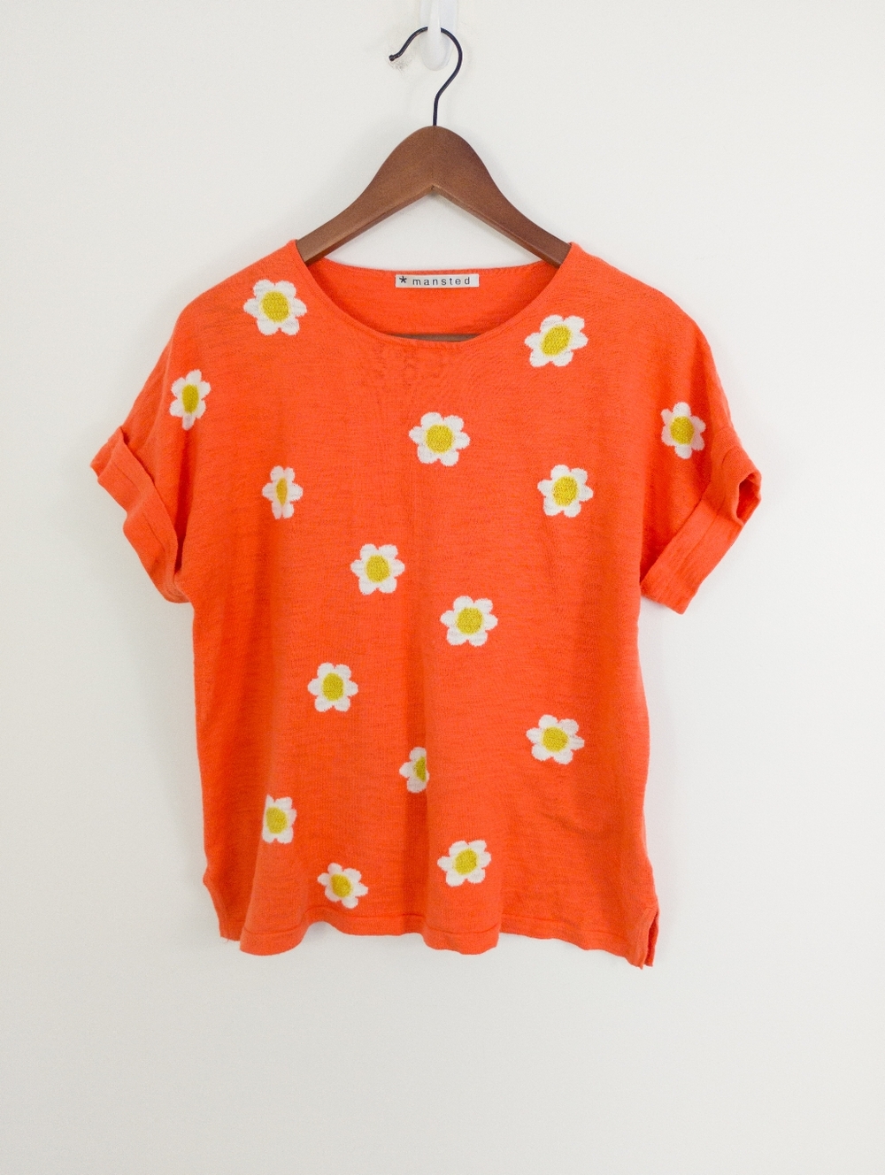 Mansted Orange Daisy Knit Tee Size Small
